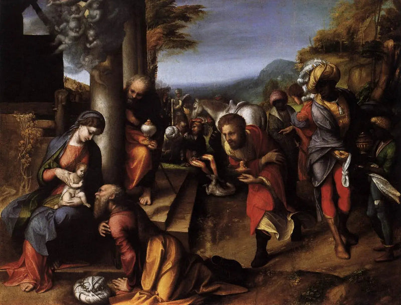 De vise männens tillbedjan - Antonio da Correggio