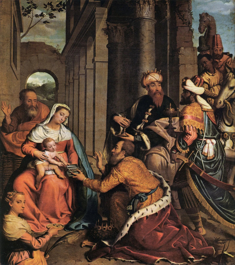 De vise männens tillbedjan med heliga Lucia - Giovanni Battista Moroni
