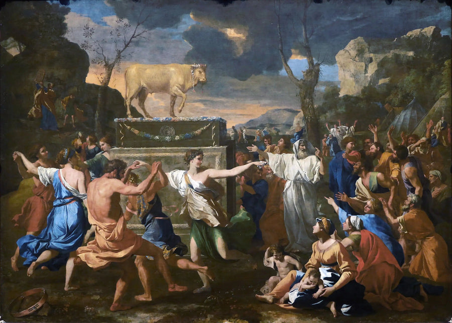 Adorationen av det gyllene kalven - Nicolas Poussin
