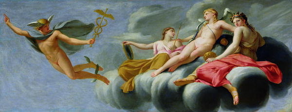 Kärleken beordrar Mercury att tillkännage sin makt för universum - Eustache Le Sueur
