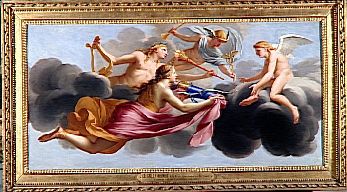 Kärleken får hyllning av Diane, Apollon och Mercurius - Eustache Le Sueur