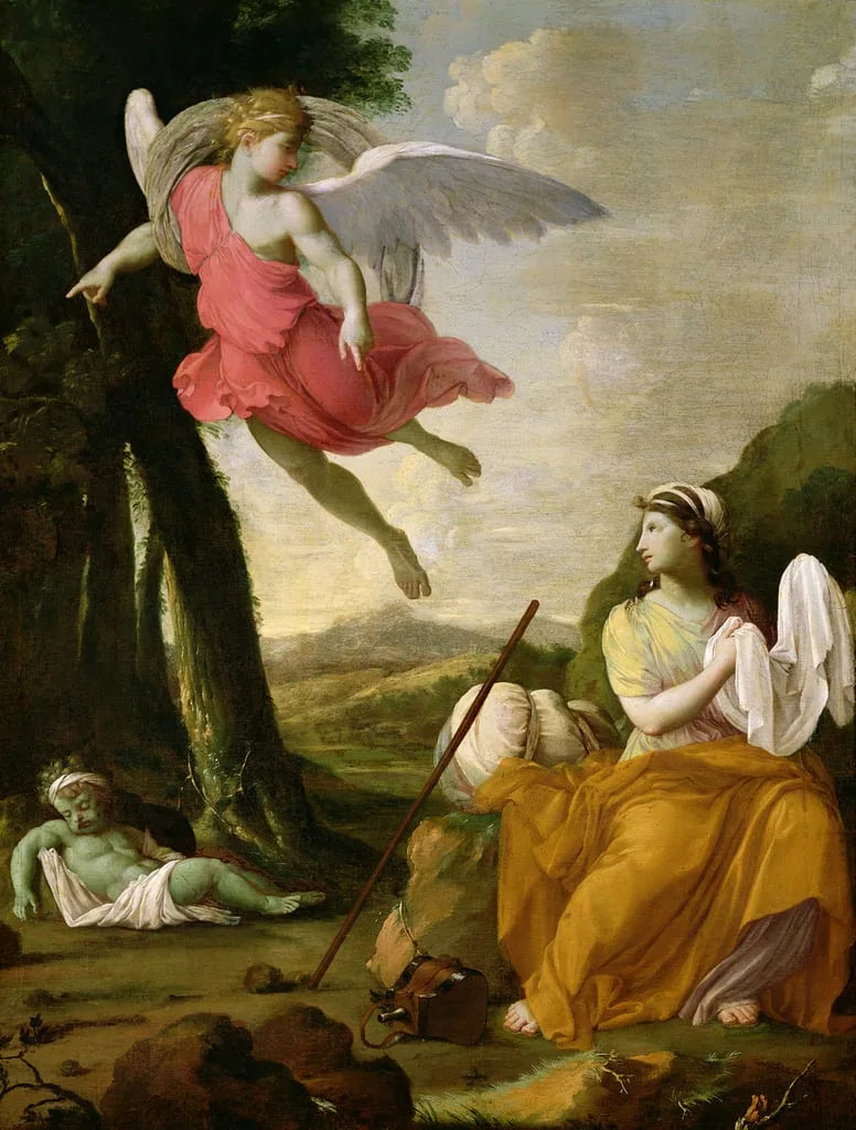 Herrens ängel uppenbarar sig i öknen för Agar - Eustache Le Sueur