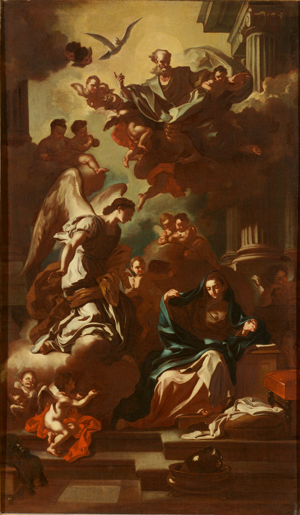 Annunciationen, modell för altartavlan i San Rocco-kyrkan - Francesco Solimena
