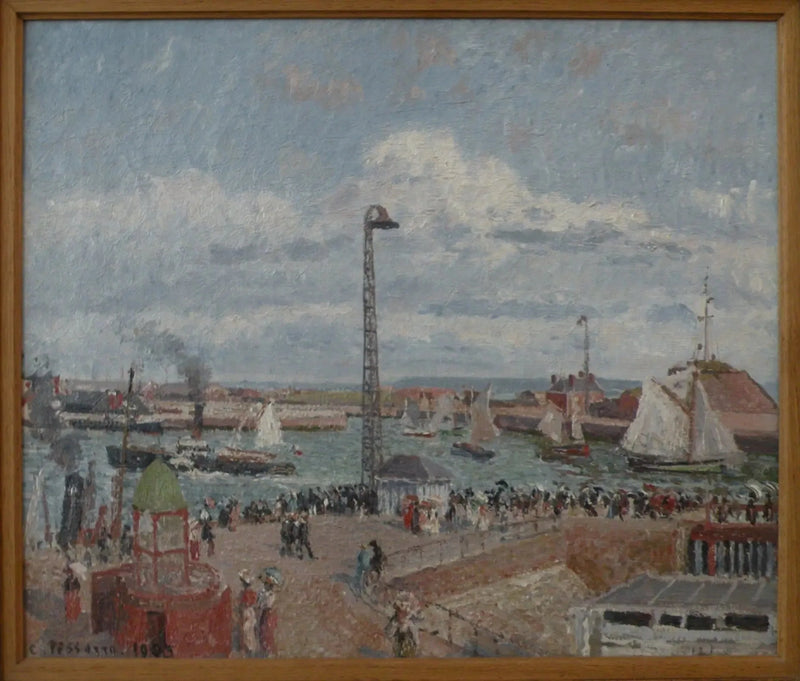 Piloternas båt vid Le Havre. Höga hav. Eftermiddag. Sol - Camille Pissarro