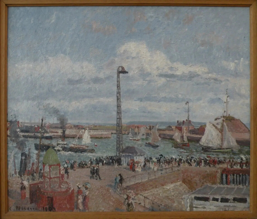 Piloternas båt vid Le Havre. Höga hav. Eftermiddag. Sol - Camille Pissarro
