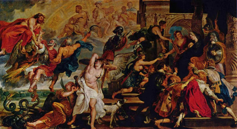 Henri IV:s apoteos och drottningens förklaring av regenten, den 14 maj 1610 (Louvre) - Peter Paul Rubens