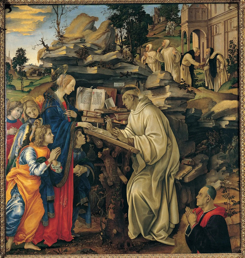Uppenbarelsen av Jungfru Maria för Saint Bernard - Filippino Lippi