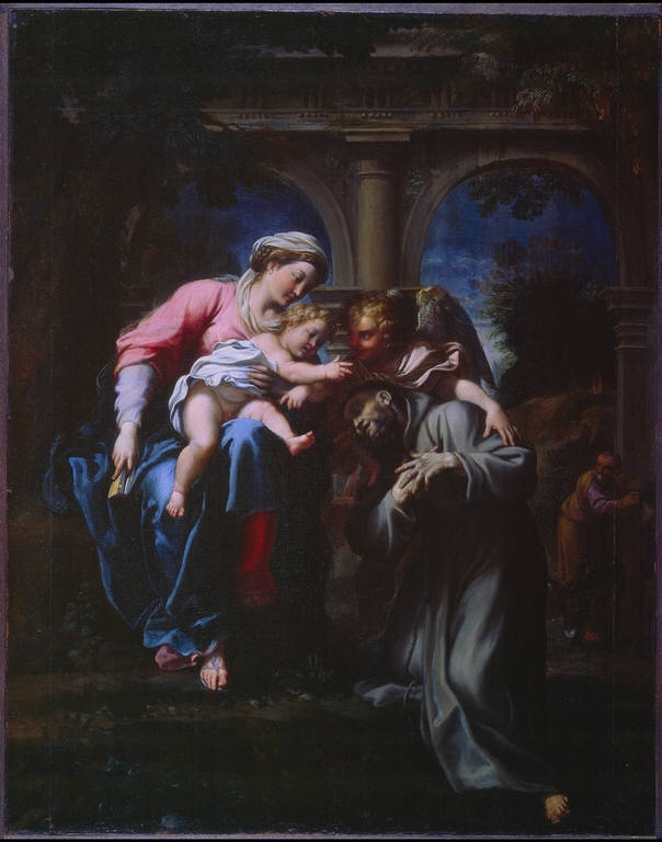 Uppenbarelsen av Jungfru Maria och Jesusbarnet för helige Franciskus - Annibale Carracci