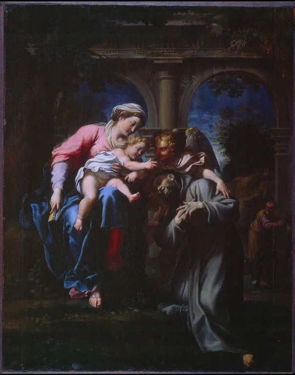 Uppenbarelsen av Jungfru Maria och Jesusbarnet för helige Franciskus - Annibale Carracci