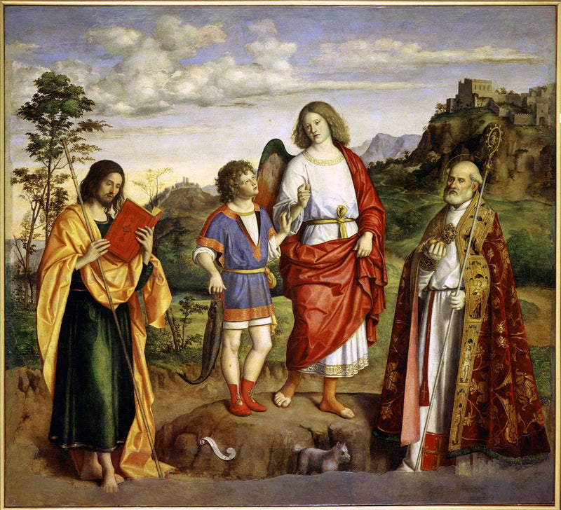 Ärkeängeln Raphael med Tobias och två helgon - Cima da Conegliano