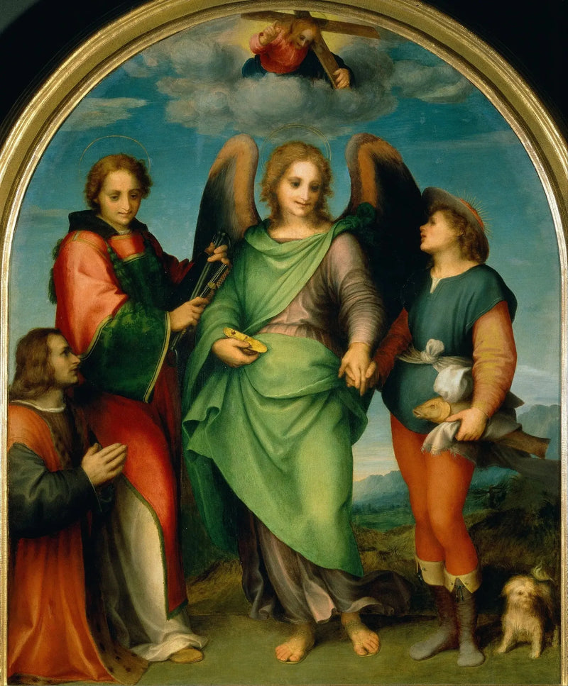 Ärkeängeln Raphael med Tobias, helige Laurent och donatorn Leonardo di Lorenzo Morelli - Andrea del Sarto