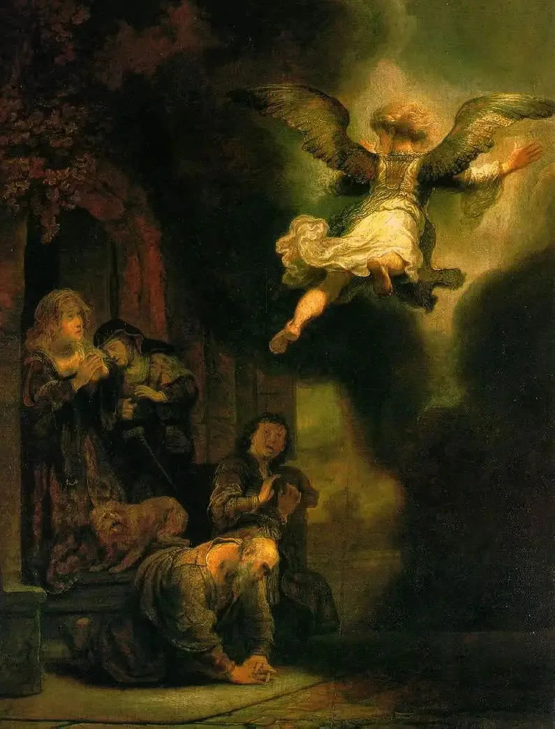 Ärkeängeln Rafael lämnar Tobies familj - Rembrandt