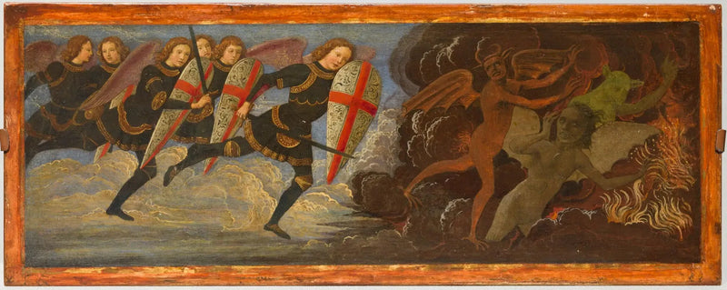 Ärkeängeln Saint Michel och änglar i strid mot Djävulen - Domenico Ghirlandaio