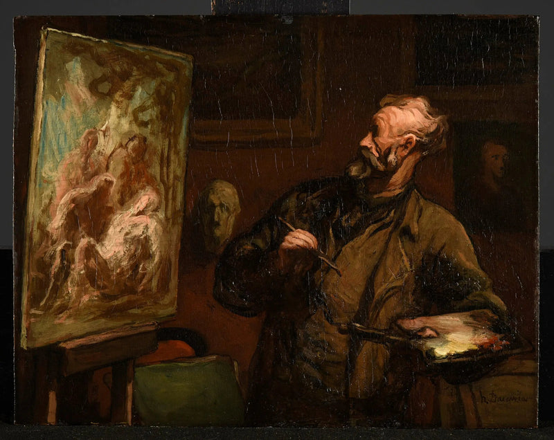 Konstnären vid gravläggningen - Honoré Daumier