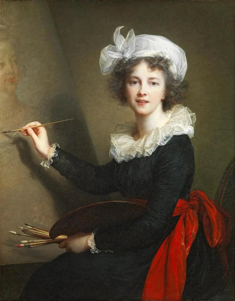 Konstnären som utför ett porträtt av drottning Marie-Antoinette - Élisabeth Vigée Le Brun