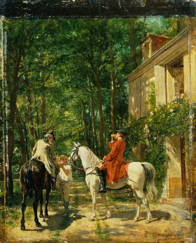 L'auberge du bord de la route - Ernest Meissonier image 1 tableau peint à l’huile sur toile