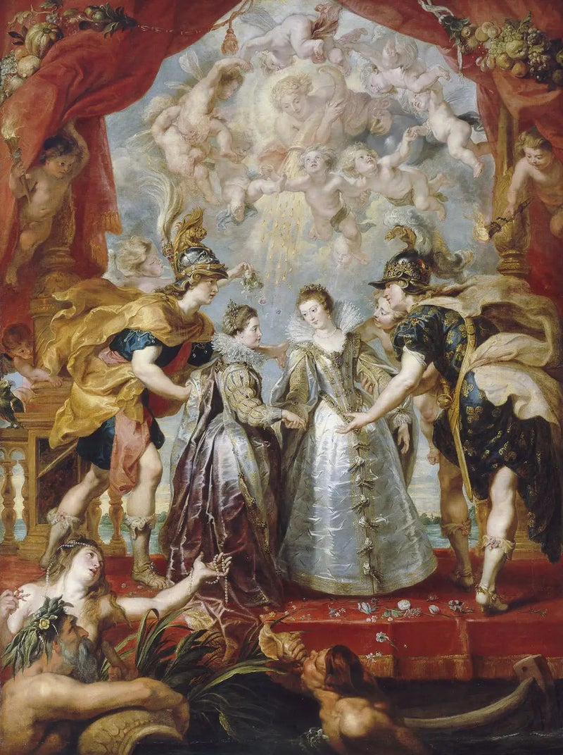 De två prinsessornas utbyte vid Andaye-floden, den 9 november 1615 - Peter Paul Rubens