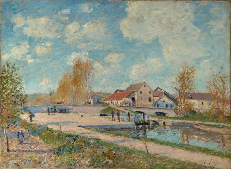 Slussen i Bourgogne i Moret, Vår - Alfred Sisley
