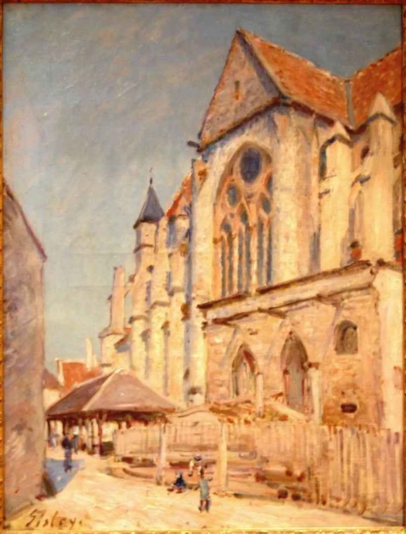 Morets kyrka och den gamla marknaden - Alfred Sisley