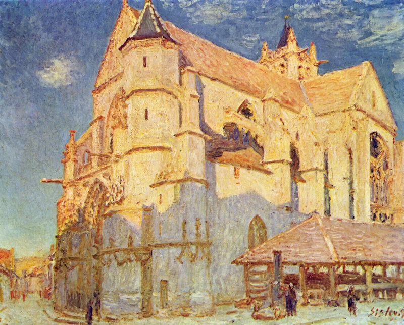 Morets kyrka (i full sol) - Alfred Sisley