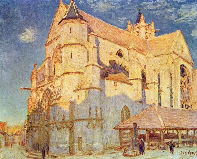 Morets kyrka (i full sol) - Alfred Sisley