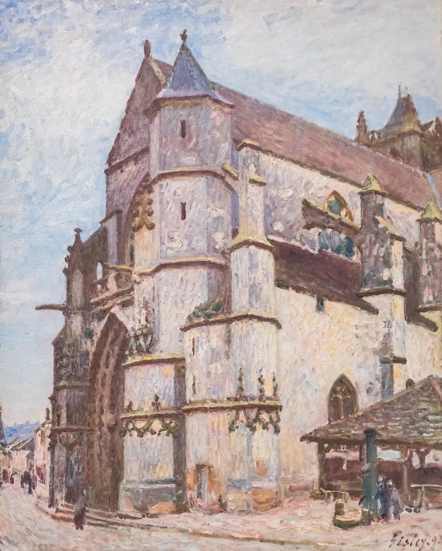 Moret-kyrkan, regnigt väder på morgonen - Alfred Sisley