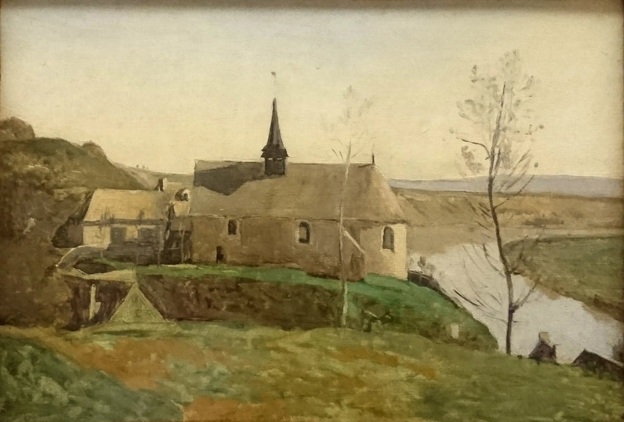 Rolleboise kyrka, nära Mantes - Jean-Baptiste Camille Corot