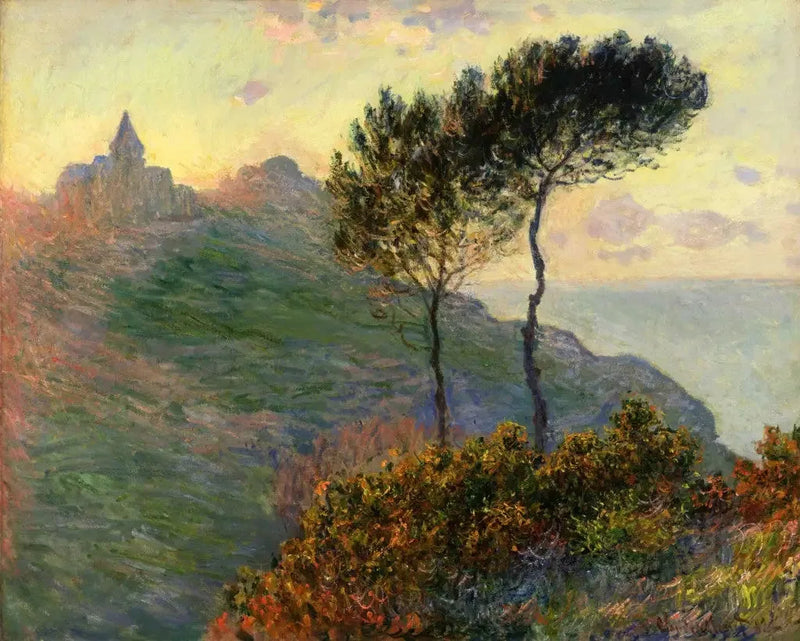 Varengevilles kyrka motljus - Claude Monet
