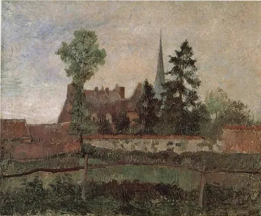 Eragny-kyrkan och herrgården - Camille Pissarro
