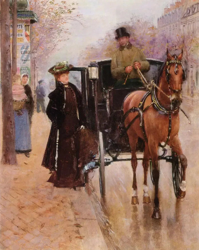 Den eleganta med droska - Jean Béraud