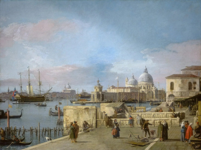 Grand Canals mynning från piren, Venedig - Canaletto