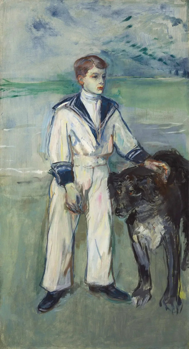 Barnet med hunden, son till Madame Marthe och hunden Pamela, Taussat - Henri de Toulouse-Lautrec