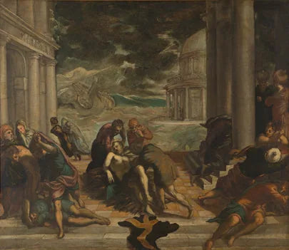 Borttagning av helgonets Markus kropp av kristna - Jacopo Tintoretto