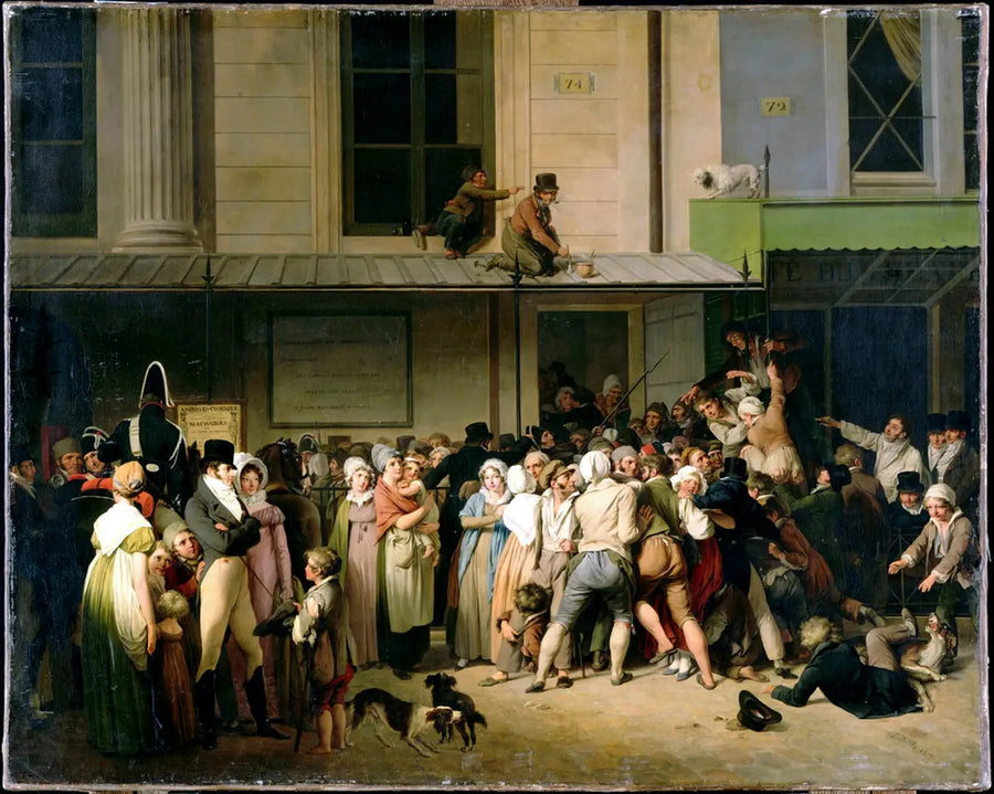 Teaterns ingång till Ambigu-Comique under en gratis föreställning - Louis-Léopold Boilly