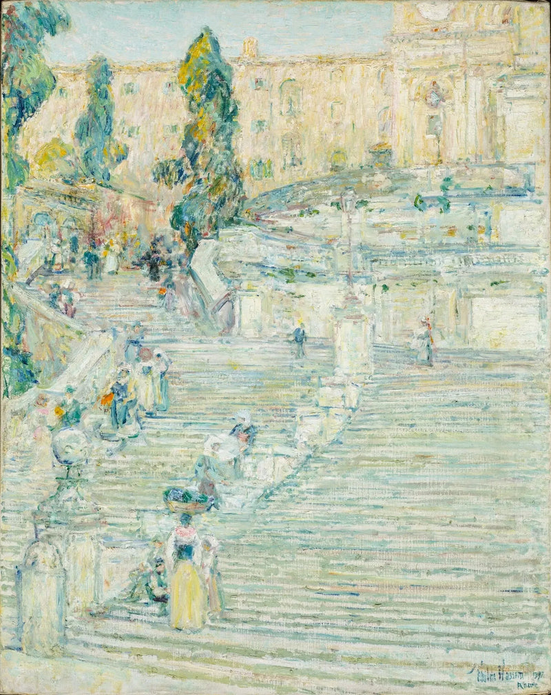 Den spanska trappan, Rom - Childe Hassam