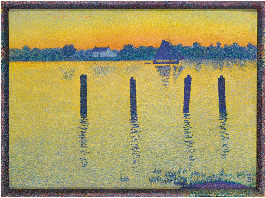 Skellet uppströms i Antwerpen, kvällen - Théodore van Rysselberghe