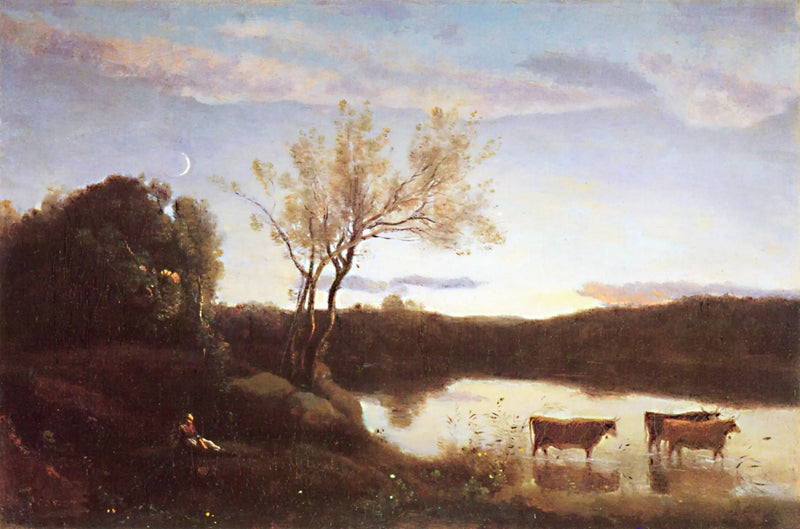 Dammen med de tre korna och månskäran - Jean-Baptiste Camille Corot