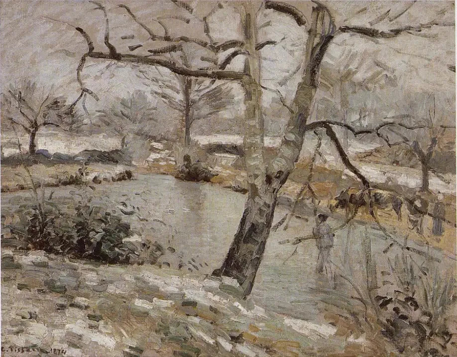 L'étang de Montfoucault, effet d'hiver - Camille Pissarro image 1 reproduction de peinture à l’huile