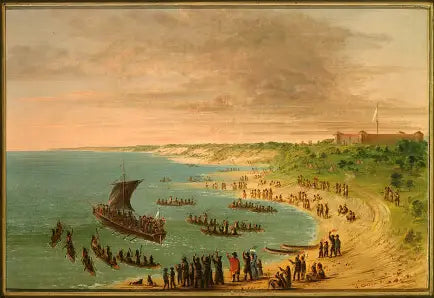 Uppskjutsen lämnar Fort Frontenac vid Lake Ontario. 18 november 1678 - George Catlin