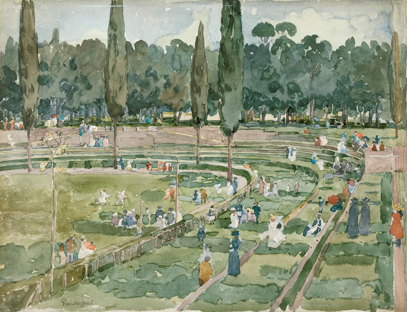 Hippodromen (Piazza Siena, Borghèse-trädgårdarna, Rom) - Maurice Prendergast