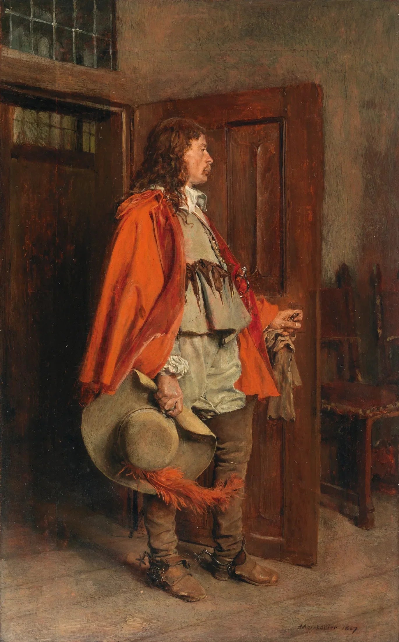 L'homme au manteau rouge - Ernest Meissonier image 1 reproduction d’œuvre d’art à l’huile