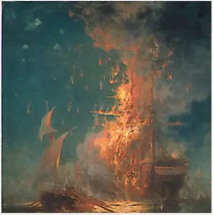 Branden av « Philadelphia » - Edward Moran