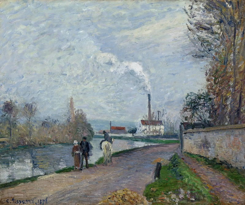 Oise vid Pontoise, grått väder - Camille Pissarro