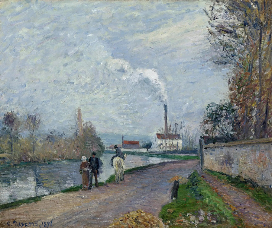 Oise vid Pontoise, grått väder - Camille Pissarro