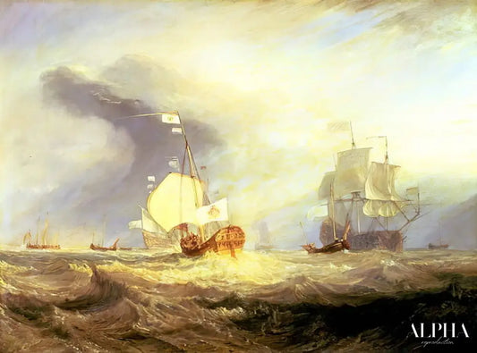 La barge de l'amiral von Trump à l'entrée du Texel en 1645 - William Turner - Reproductions de tableaux et peintures haut de gamme