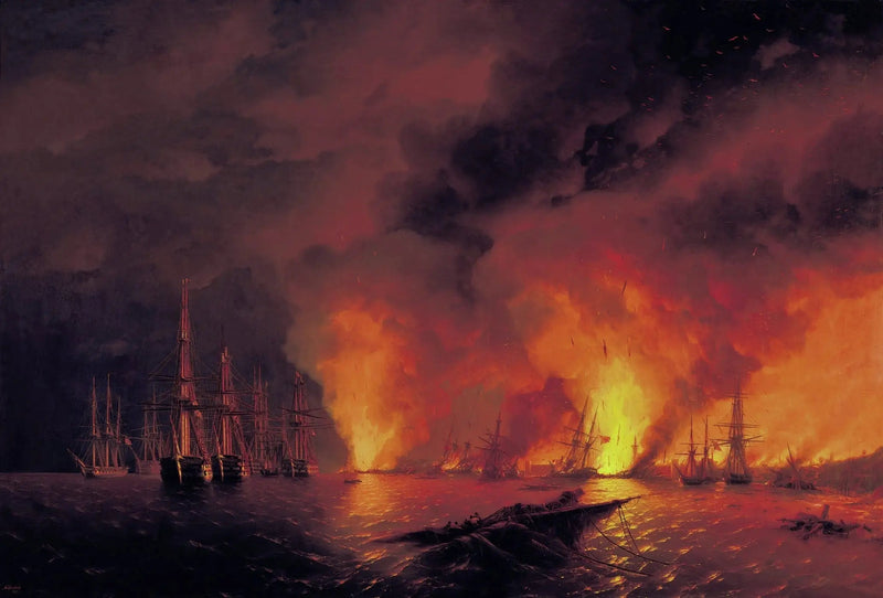 Slaget vid Sinop, den 18 november 1853 (Natten efter slaget). - Ivan Aivazovskij
