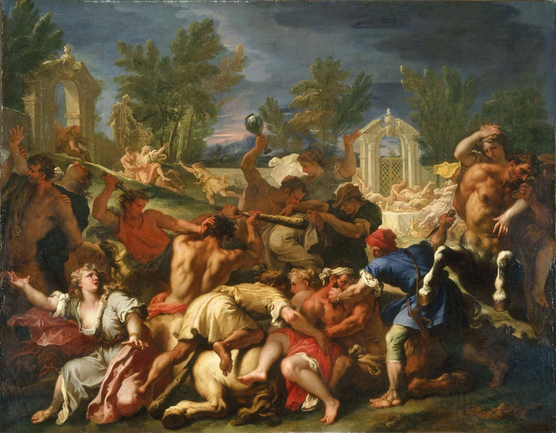 Slaget vid Lapithes och Kentaurerna - Sebastiano Ricci