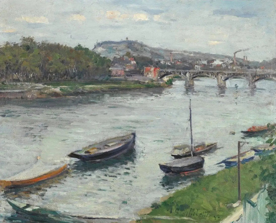 Bäcken och bron i Argenteuil - Gustave Caillebotte