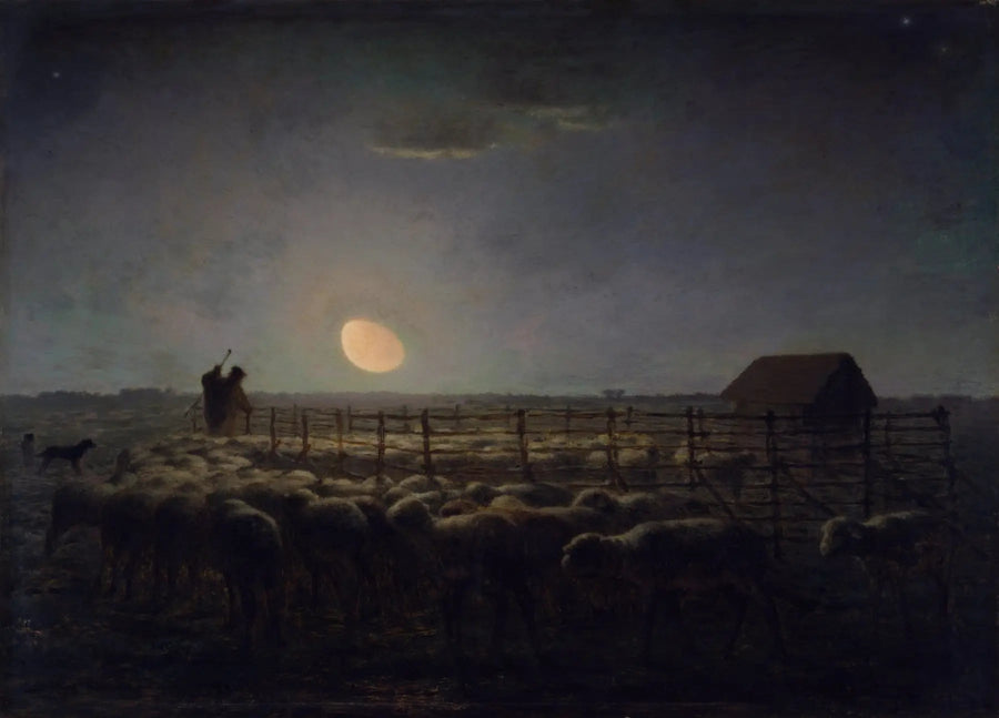 La Bergerie, Månsken - Jean-François Millet