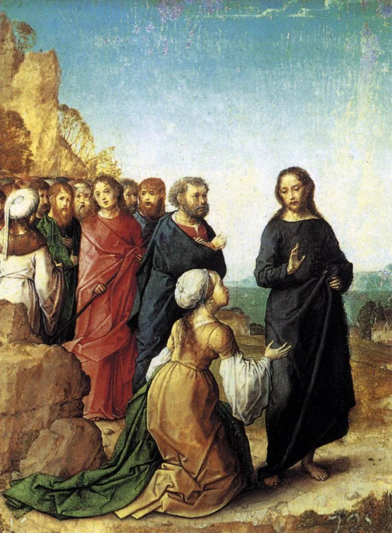 Cananéiskan ber om helande för sin dotter - Juan de Flandes